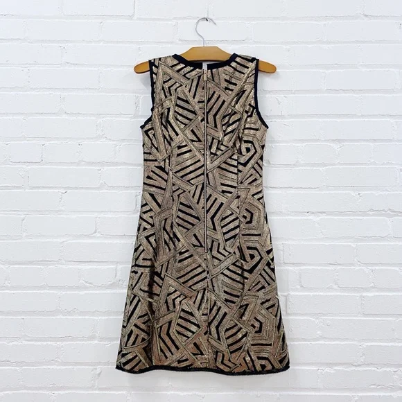 VINCE CAMUTO sequin gold beaded shift dress black - Picture 2 of 3